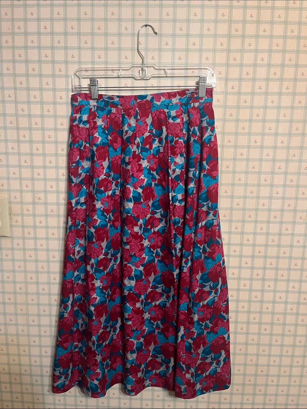 Pendleton Floral Midi Skirt in Magenta and Teal